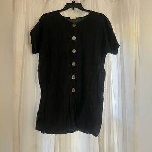 Women’s Size X Large Black Beach Cabana Cover Up Boho Relaxed Swim Minimalist